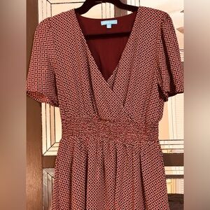Elegant Burgundy Patterned Dress